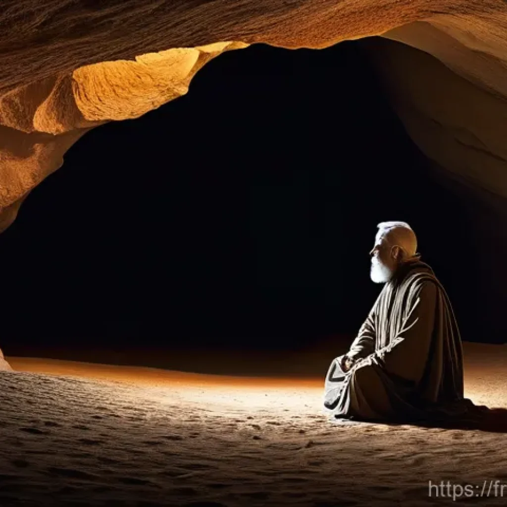 이슬람교 창시자 무함마드 - **Prompt 1: The Solitary Seeker's Vision**
    "An ancient, dimly lit cave, rugged rock walls illumi...