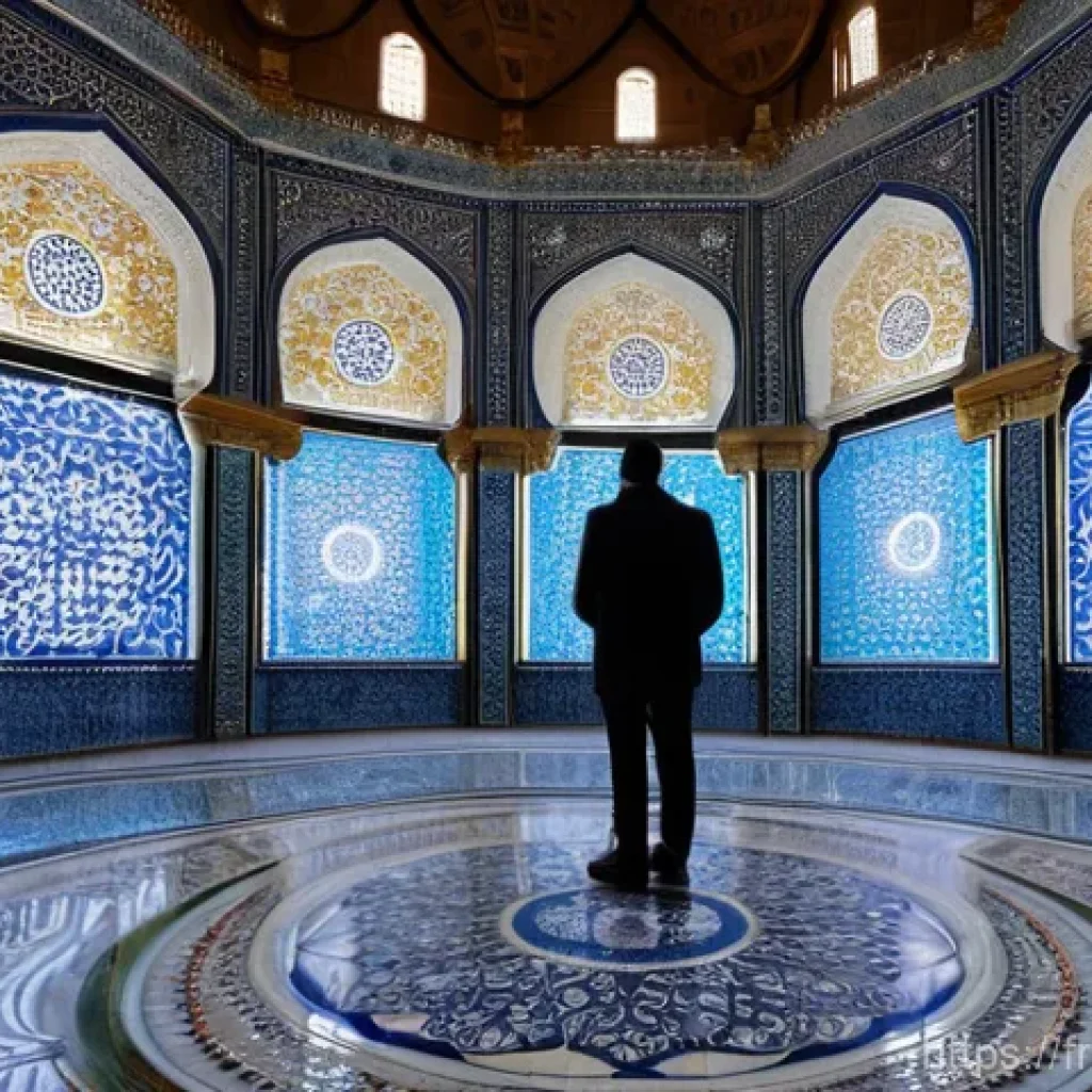 이슬람 미술과 건축 양식 - **Majestic Ottoman Mosque Interior:**
    An awe-inspiring, grand interior of an Ottoman-style mosqu...
